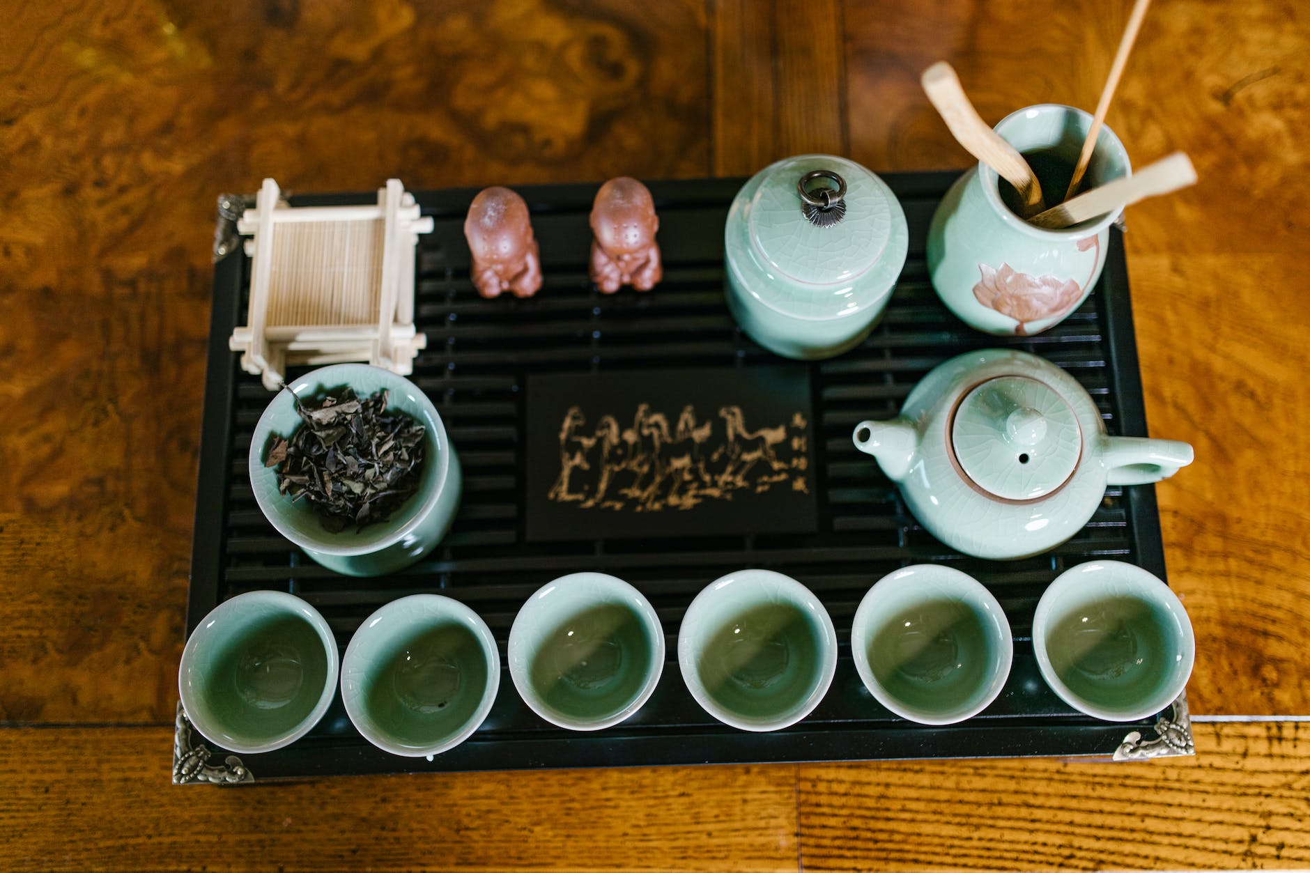 close up of a tea set