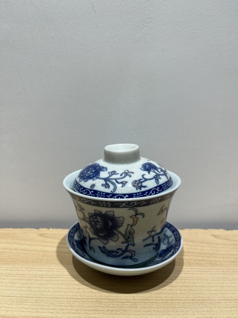 TAZA DE TÉ CON TAPA Y PLATO DE PEONÍA 色土牡丹盖碗