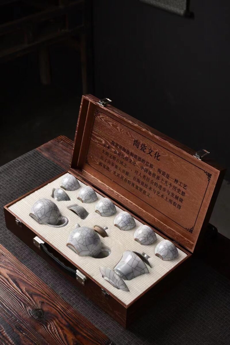 JUEGO DE TAZAS DE TÉ DE CERÁMICA RU 11U件汝窑开片套